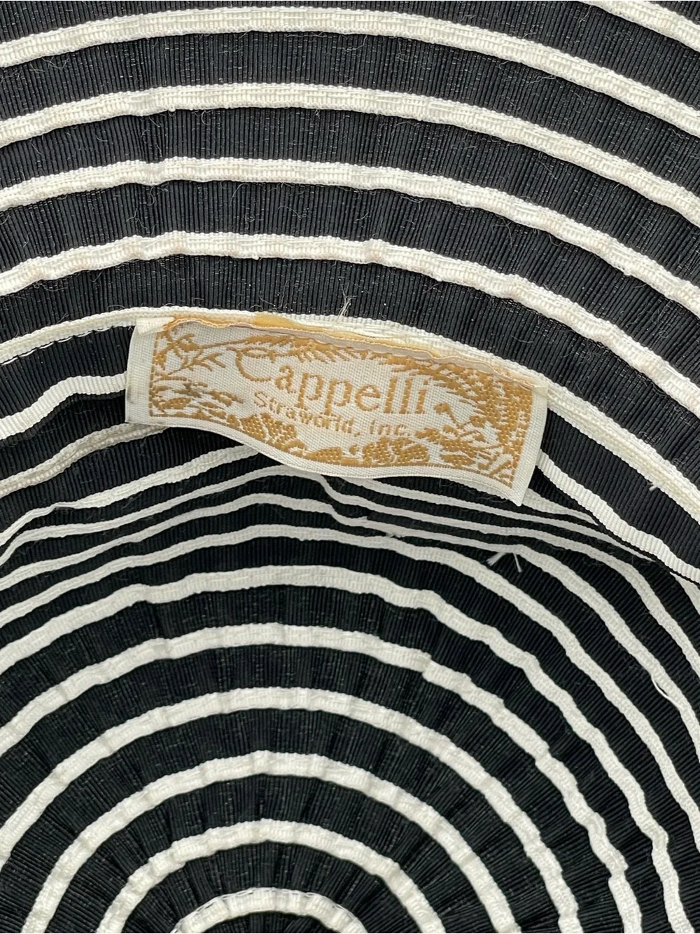 Capelli of New York Black and White Striped Wide Brim Sun Hat